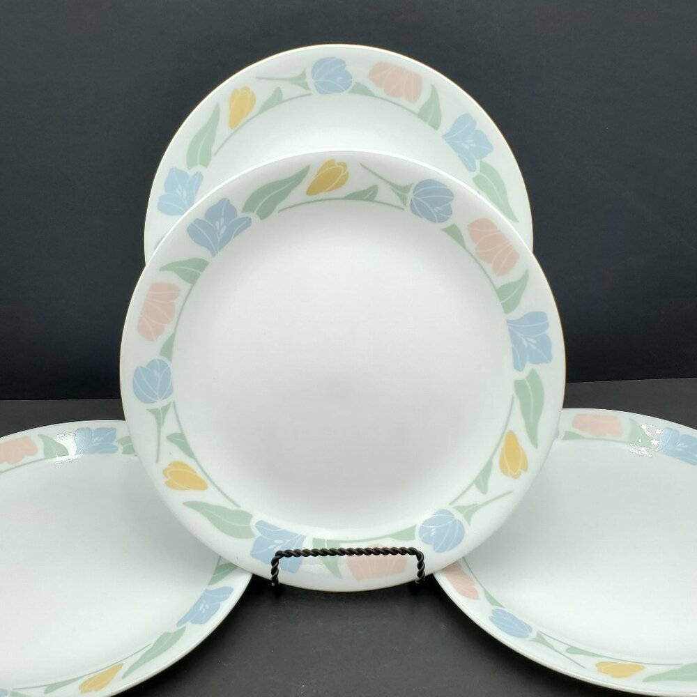 Corelle Friendship Dinner Plates Corning Floral Pastel Flowers Plates